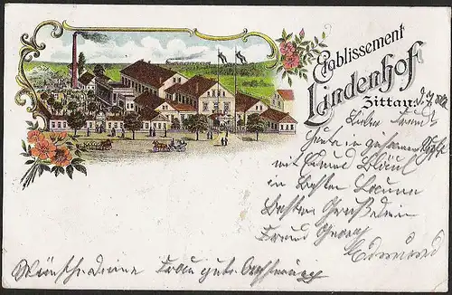 23253 AK Litho Lindenhof Zittau Etablissement Gaststätte Restaurant Eisenbahn