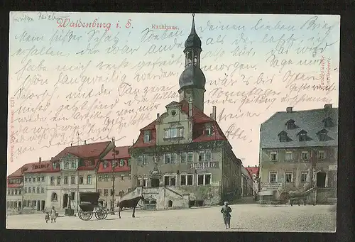 22481 AK Waldenburg S. Rathaus Restaurant Rathskeller Städtische Sparkasse 1902