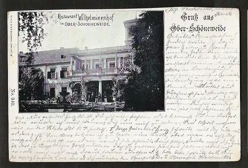 20091 AK Berlin Oberschöneweide Restaurant Wilhelminenhof 1906 Ober Schöneweide