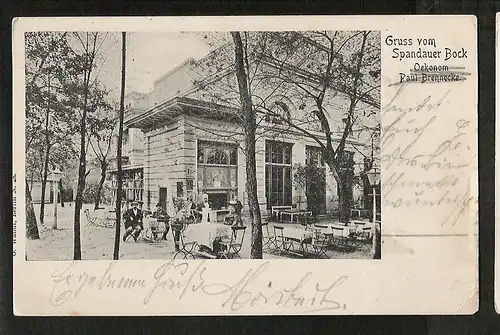 20099 AK Berlin Spandau Gruß vom Spandauer Bock Gasthaus Westend 1904