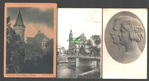 142184 3 AK Eichendorffs Heimat Oberschlesien Piastenschloß Kirche Schlossbrücke