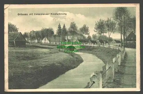 142067 AK Grüssau Krzeszow Zisterzienser Klosterkirche Straße Bach Brücke u 1920