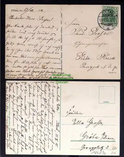 124890 2 AK Zittau Töpferberg Postamt 1912 Neustadt Brunnen 1915