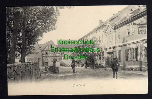 120590 AK Tambach Platz Brunnen Straßenansicht um 1910