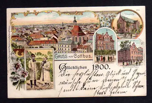 109934 AK Cottbus Litho 1899 1900 Diakonissenhaus Salem Kreuzkirche Schwesternh