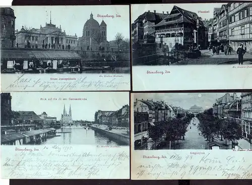 103284 4 AK Strassburg Elsass 1898 Pflanzbad Gericht Broglieplatz Garnisionskirc