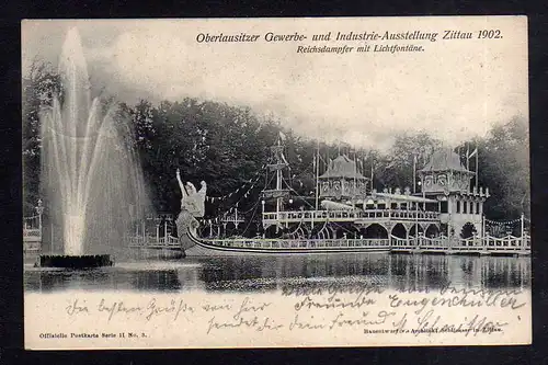 101634 AK Zittau 1902 Ausstellung Vignette Reichsdampfer Lichtfontäne erster SST