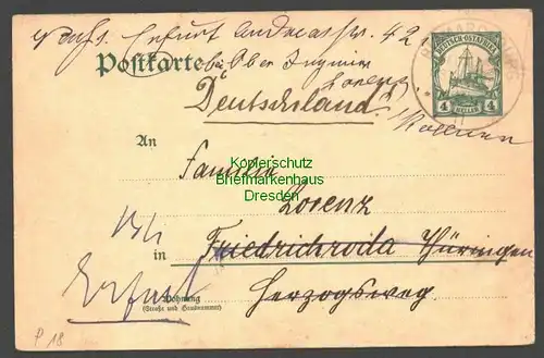 B7839 Deutsch Ostafrika DOA Ganzsache 4 Heller Bismarckburg 1911 n Friedrichroda