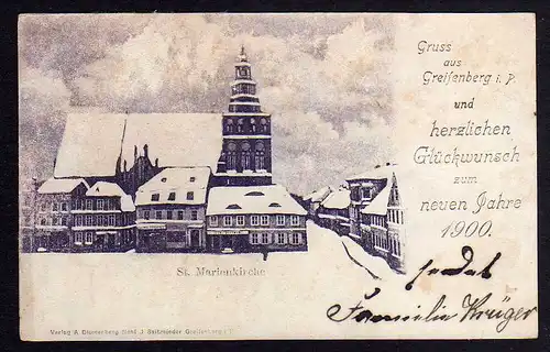 81144 AK Greifenberg i. P. St. Marienkirche Glückwunsch zum neuen Jahre 1900