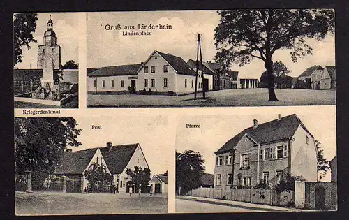 79450 AK Lindenhain Postamt Pfarre Lindenplatz Kriegerdenkmal Kirche 1929