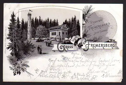 78135 AK Fremersberg Restaurant Aussichtsturm Braunlitho 1896