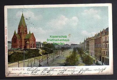 132591 AK Görlitz Dresdnerplatz mit Lutherkirche 1905