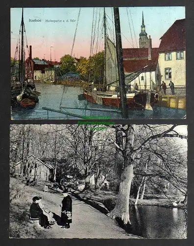 132072 2 AK Itzehoe Hafen a. d. Stör 1917 Stadtpark 1958