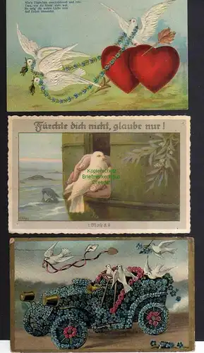 131358 3 AK Liebe Herz Tauben Täubchen 1906 1909 1956