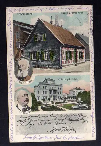 130274 AK Essen Ruhr Krupp`s Stammhaus Villa Hügel 1907 Alfred und Alfred Krupp