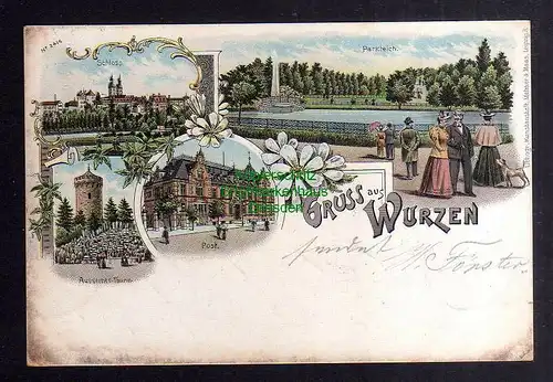 129214 AK Wurzen Litho 1900 Schloss Post Aussichtsturm