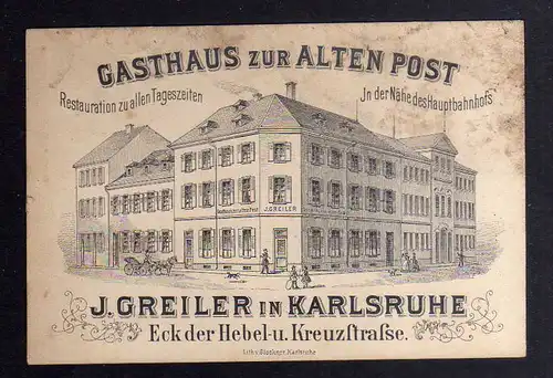 127203 AK / Nota Karlsruhe 1900 Gasthaus zur Alten Post J. Greiler Hebelstraße