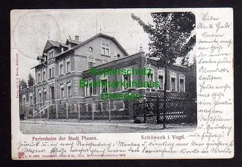 120967 AK Schöneck i. Vogtl. Ferienheim der Stadt Plauen 1908