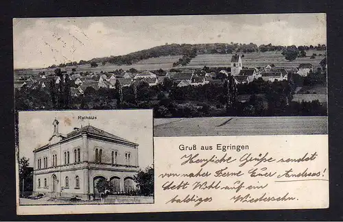 112384 AK Egringen Rathaus Ortspanorama 1917 Feldpost