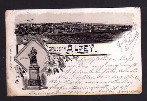 111842 AK Alzey Litho 1896 Germania Denkmal Panorama Vorläufer