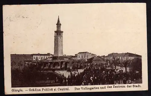 60442 AK Giurgiu Volksgarten u. Zentrum d. Stadt Feldpost 1917 Rumänien