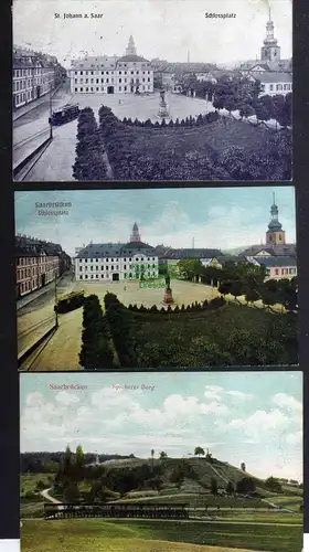 129404 3 AK Saarbrücken Schlossplatz 1909 Spicherer Berg