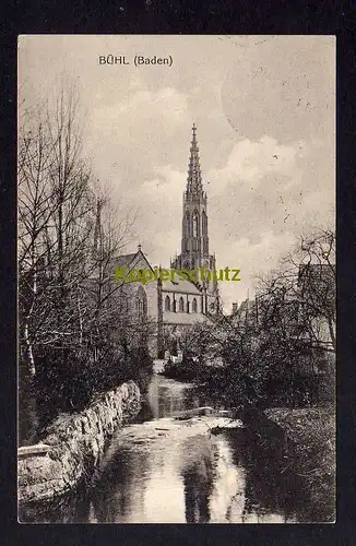 120452 AK Bühl Baden Kirche 1917 Zensur