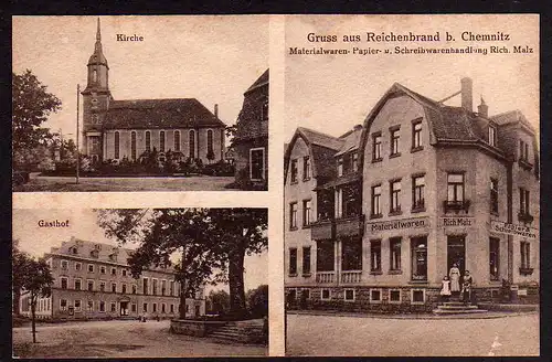 45408 AK Reichenbrand Sa. Gasthof Kirche Materialwaren