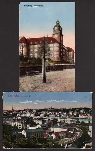 43474 2 AK Flensburg Gymnasium Panorama 1918 1924