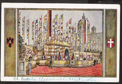 24530 AK Wien 1928 Fest Postkarte Dt. Sängerbund Festzelt am Burgring