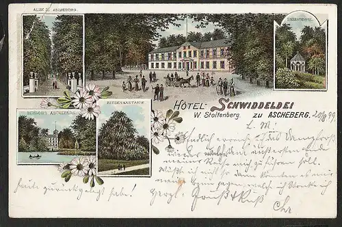 24443 AK Ascheberg Schwiddelei Hotel Litho Schloß 1899 Ascheberg Holstein