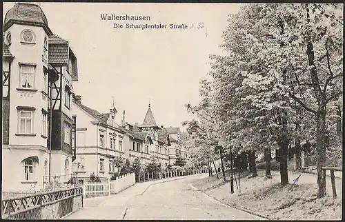 23291 AK Waltershausen Die Schnepfentaler Strasse (No. 32) gelaufen Ohrdruf 1918