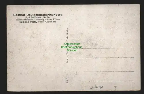 23630 AK Gasthof Deutschkatharinenberg Ruf Deutsch Neudorf Gaststätte Restaurant