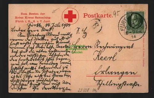 23558 AK Fürth in Bayern Rote Kreuz Sammlung 1914 Heim d. Freiw. Sanitätskolonne