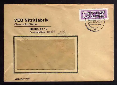 B2244 DDR ZKD 7 Brief Berlin O17 VEB Nitritfabrik Chemische