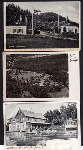 80162 3 AK Gasthaus Gondelfahrt Neu Jonsdorf um 1905 Jugendherberge 1937