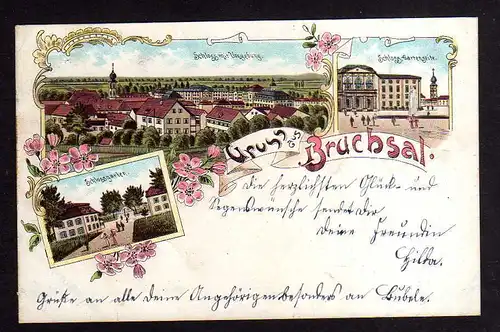107113 AK Bruchsal Litho 1900 Schloss