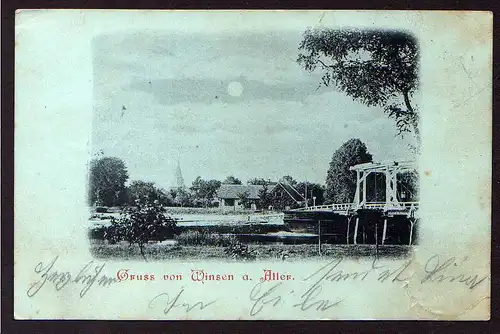 78853 AK Winsen an der Aller 1904 Mondscheinkarte Brücke