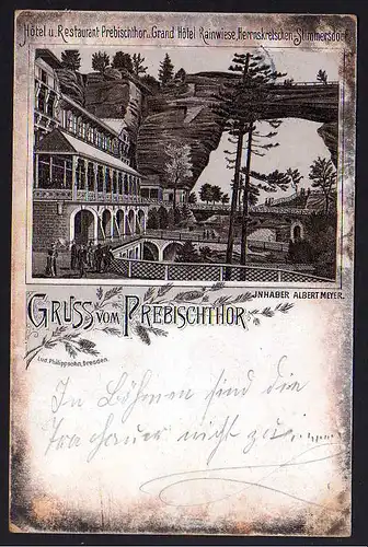 78426 AK Prebischtor Litho 1900 Hotel Restaurant Herrnskretschen Stimmersdorf