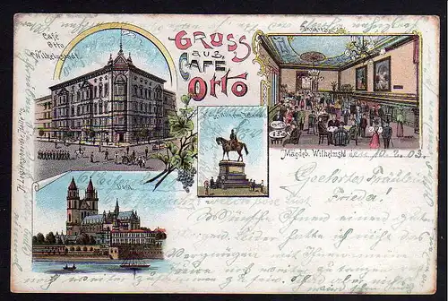69911 AK Magdeburg Wilhelmstadt Cafe Otto Litho 1903