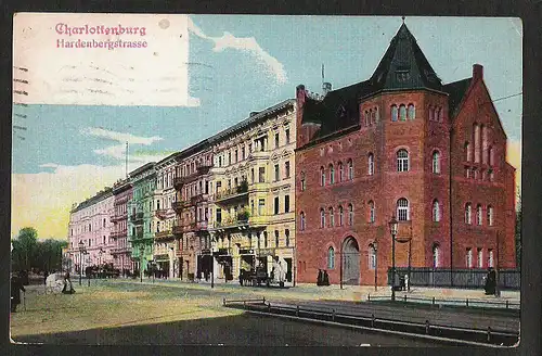 24090 AK Berlin Charlottenburg Hardenbergstrasse mit Bier Quelle , gelaufen 1914