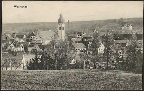 23588 AK Wolnzach Bayern 1912 Ort Kirche , gelaufen