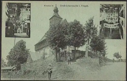 23659 AK Großrückerswalde Kirche Kircheninneres Tal der Preßnitz Waldhufendorf