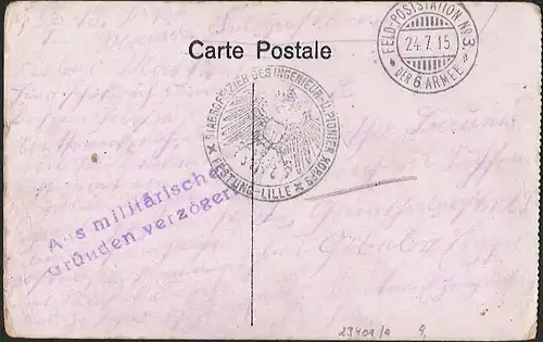 23401 AK Richenbourg  Place Festung Lille Stabsoffizier 1915 Aus militärischen G