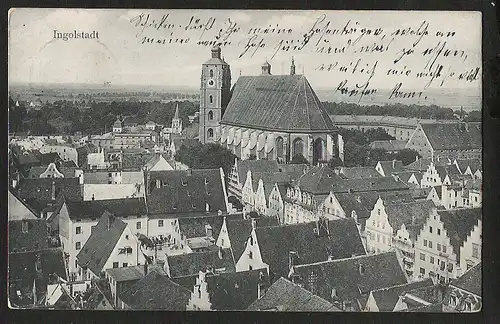 23784 AK Ingolstadt 1911 Bürgerhäuser Kirche, gelaufen