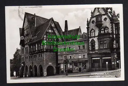 119629 AK Nordhausen um 1940 Kornmarkt Stadthaus Uhren Eggebrecht Landschaftlich