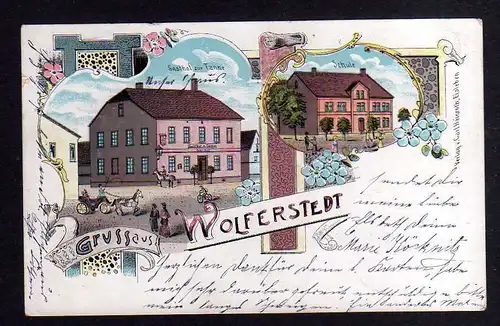 115074 AK Wolferstedt Litho 1905 Gasthof zur Tanne Schule