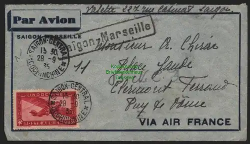B11352 Brief Saigon Ho-Chi-Minh-Stadt Luftpost 1935 Vietnam Marseille Frankreich