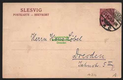 B11344 Abstimmungsgebiet Slesvig Ganzsache Bedarf Aabenraa Apenrade 1920