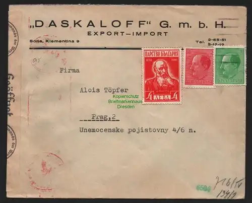 B11343 Brief Sofia 1940 nach Prag Deutsche Zensur OKW